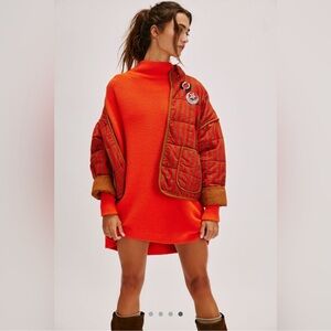 Free People ~ Ottoman Tunic Sweater - Cherry Tomato (bright orange)